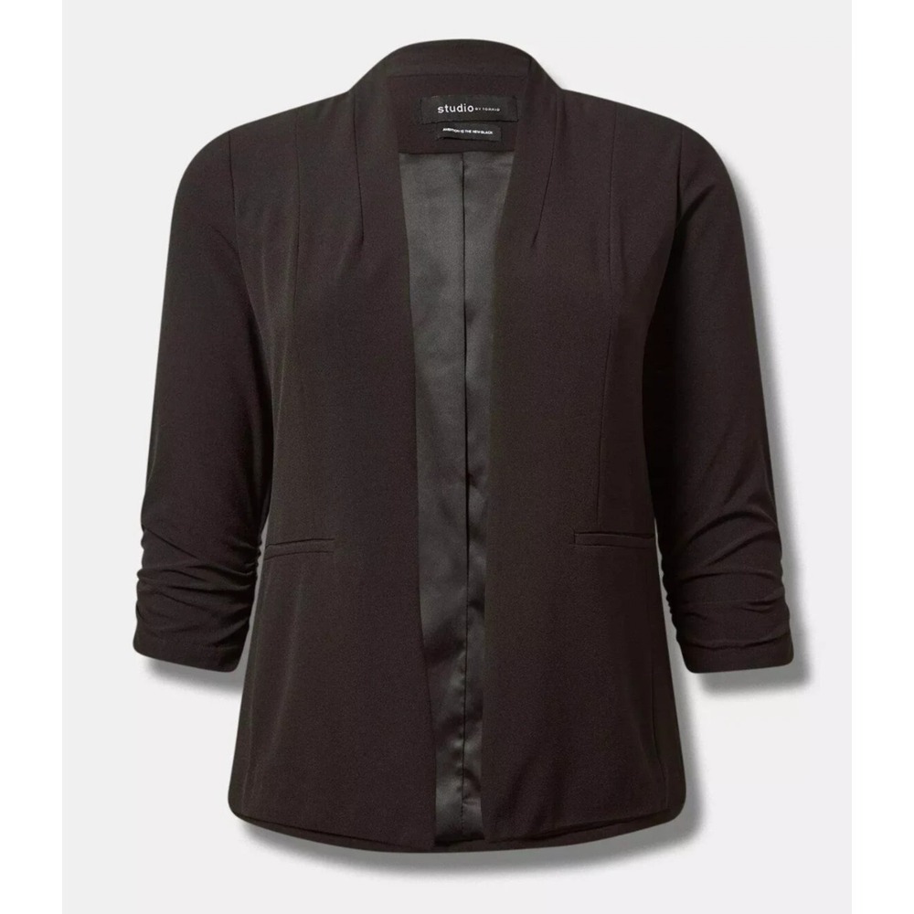 NWT Torrid Studio Crepe Collarless Blazer Jacket Black Office Pro Plus Size 3 3X - Picture 11 of 14